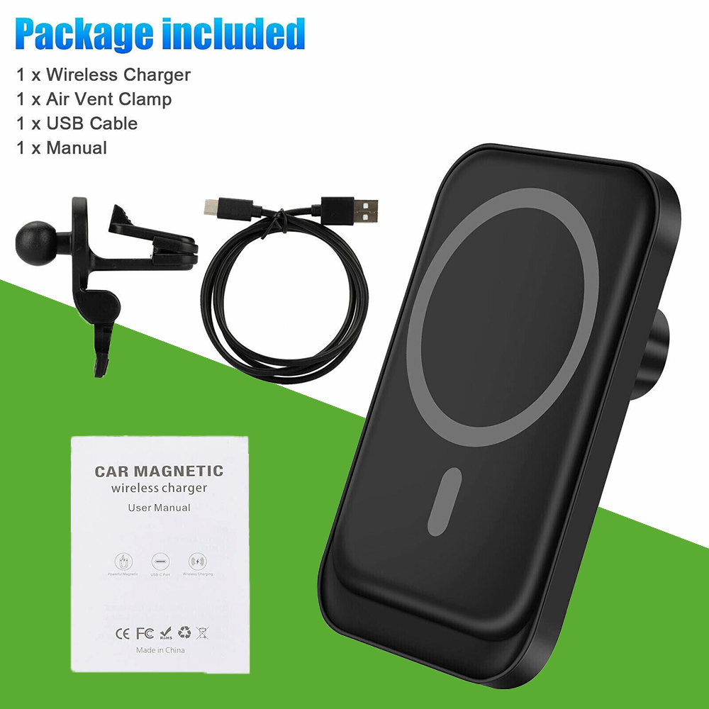 Magnetic Wireless Charger Car Mount Holder For iPhone 12 13 14 Pro Max