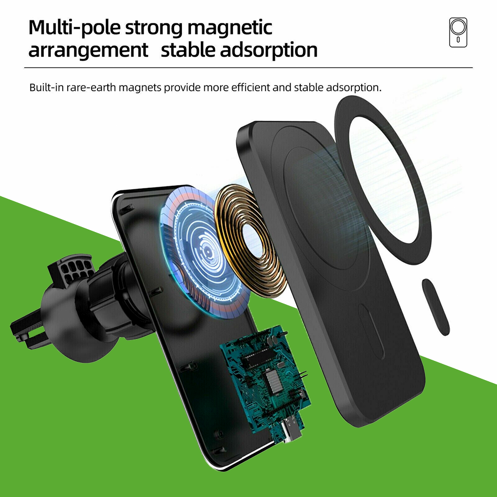 Magnetic Wireless Charger Car Mount Holder For iPhone 12 13 14 Pro Max